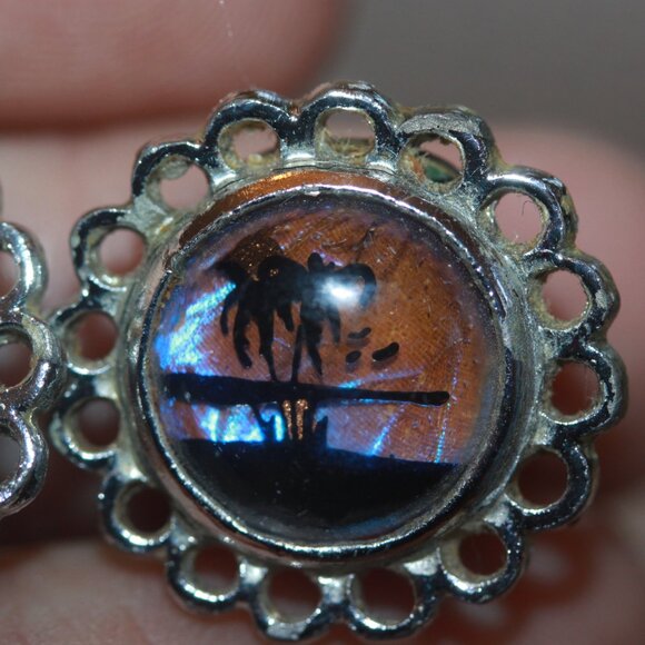 Vintage Silver Plated BUTTERFLY WING Clip EARRINGS - Picture 2 of 4